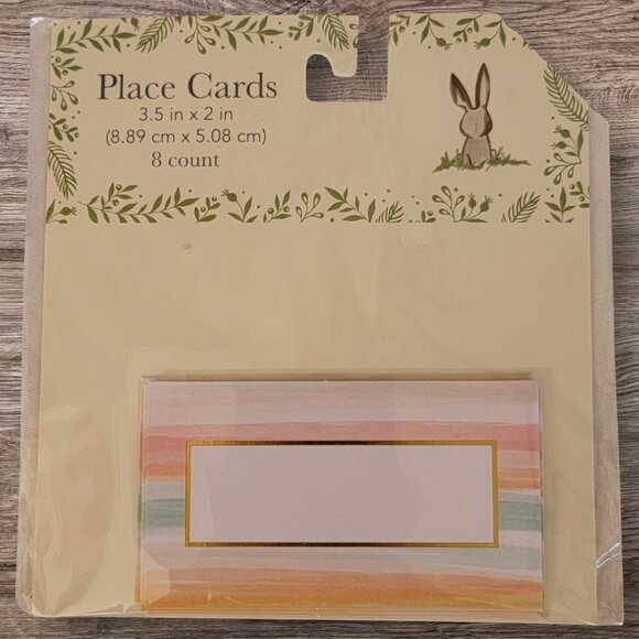 Pastel Stripe Place Cards 40 Ct Watercolor Pink‎ Orange Green Gold Easter Party - Picture 2 of 3